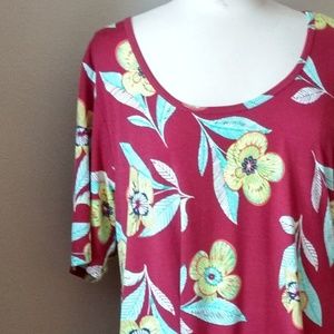 LuLaRoe XL NWT Perfect Tee Russet and Aqua